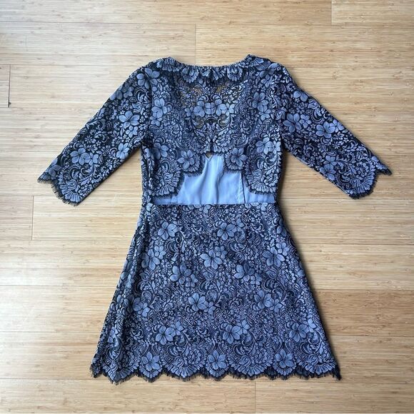 NWOT For Love and Lemons Theodora Black Gray Floral Lace Dress Large Wedding - Picture 7 of 12